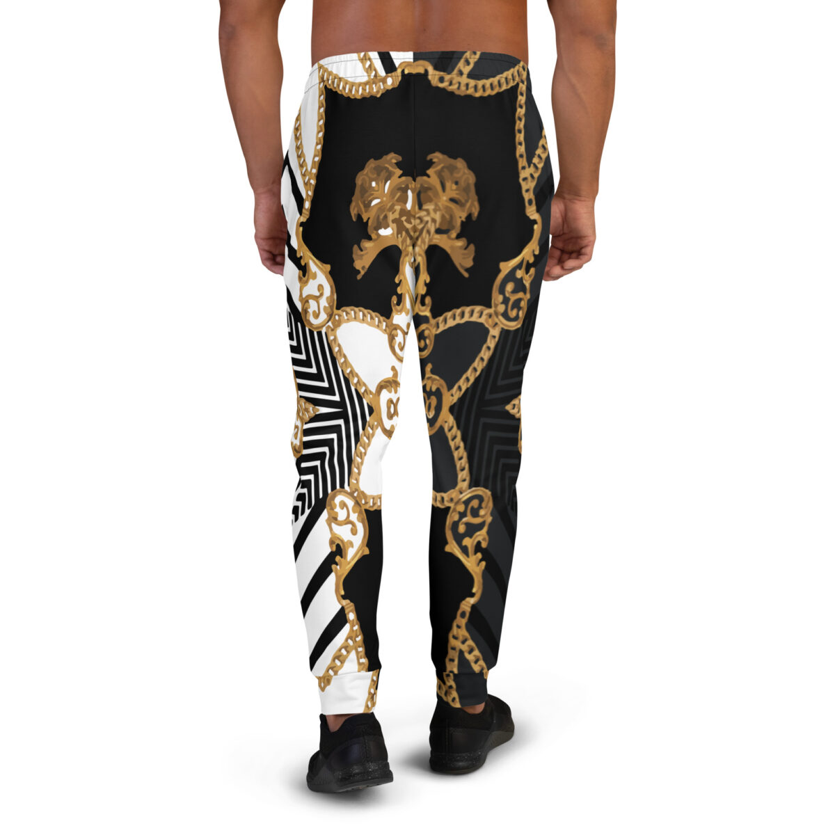 Men’s Joggers Sweatpants | Track Sweat Pants Jogging Athletic Workout Graphic Designer Pants | Black White Gold - Image 4
