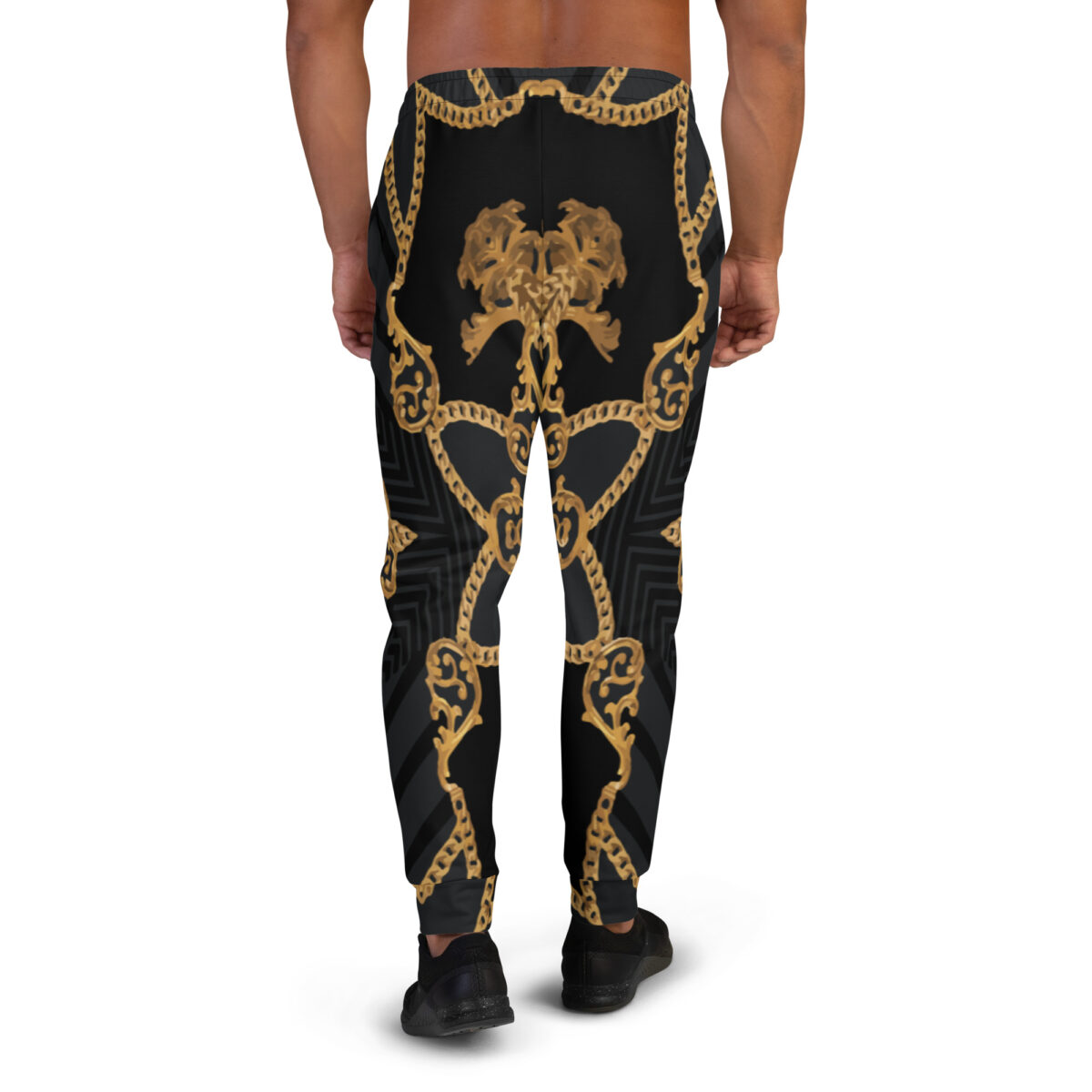 Men’s Joggers Sweatpants | Track Sweat Pants Jogging Athletic Workout Graphic Designer Pants | Black Gold - Image 4