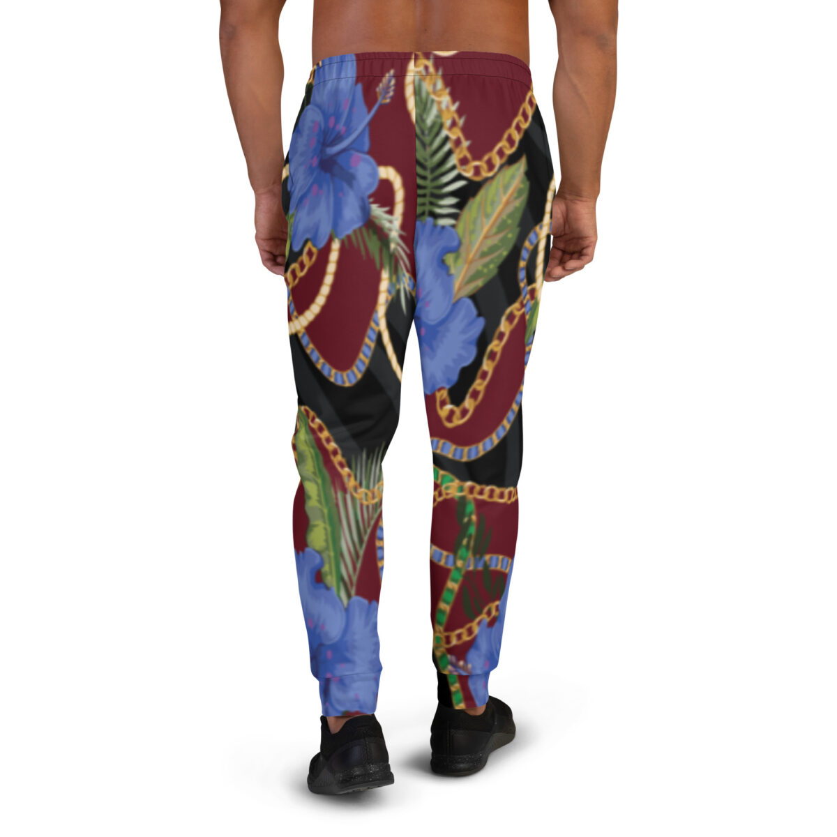 Men’s Joggers Sweatpants | Track Sweat Pants Jogging Athletic Workout Graphic Designer Pants | Red Floral - Image 4
