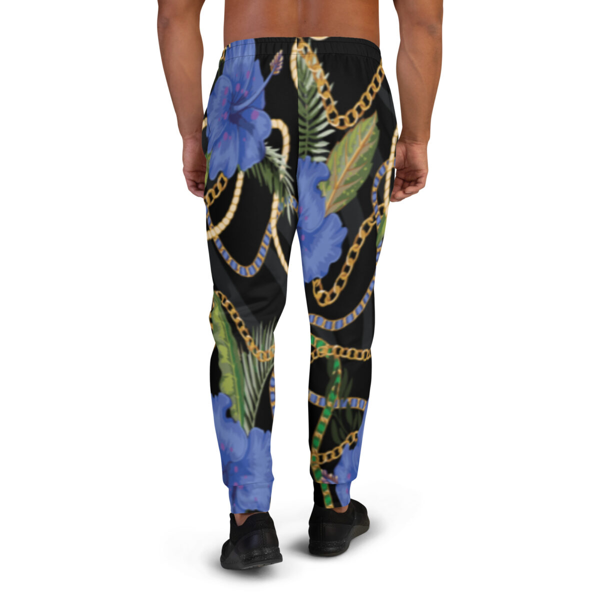 Men’s Joggers Sweatpants | Track Sweat Pants Jogging Athletic Workout Graphic Designer Pants | Black Floral - Image 4