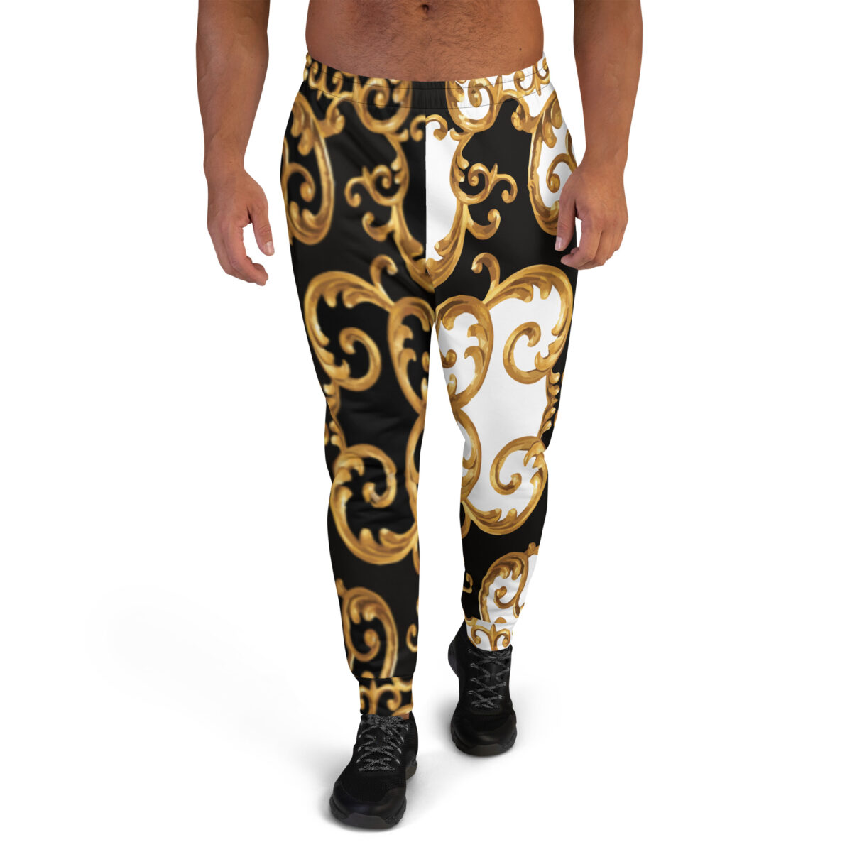 Men’s Joggers Sweatpants | Track Sweat Pants Jogging Athletic Workout Graphic Designer Pants | Black White Gold