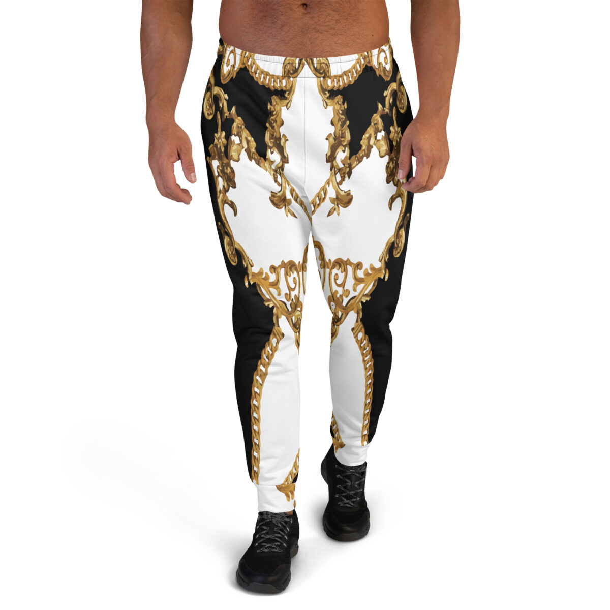 Men’s Joggers Sweatpants | Track Sweat Pants Jogging Athletic Workout Graphic Designer Pants | White Black Gold
