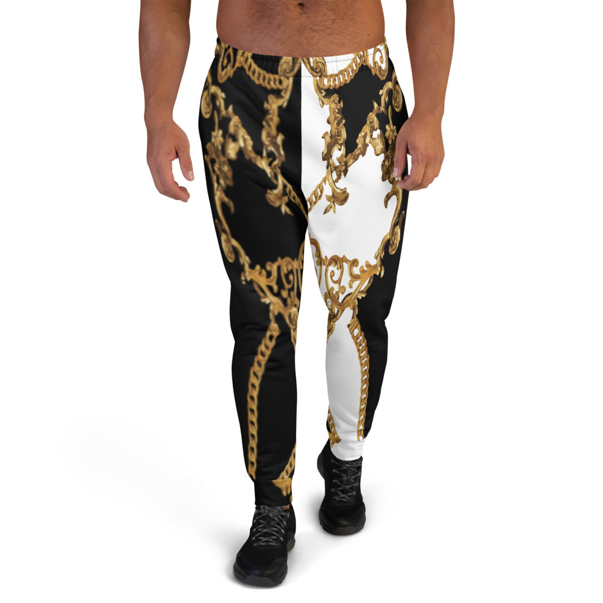 Men’s Joggers Sweatpants | Track Sweat Pants Jogging Athletic Workout Graphic Designer Pants | Black White Gold