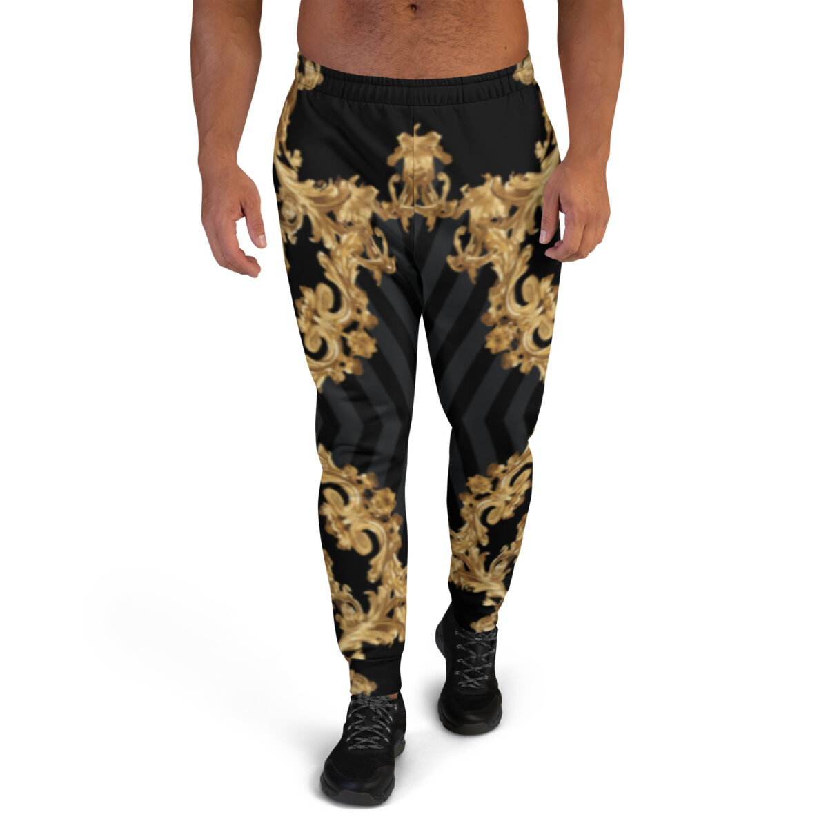 Men’s Joggers Sweatpants | Track Sweat Pants Jogging Athletic Workout Graphic Designer Pants | Black Gold