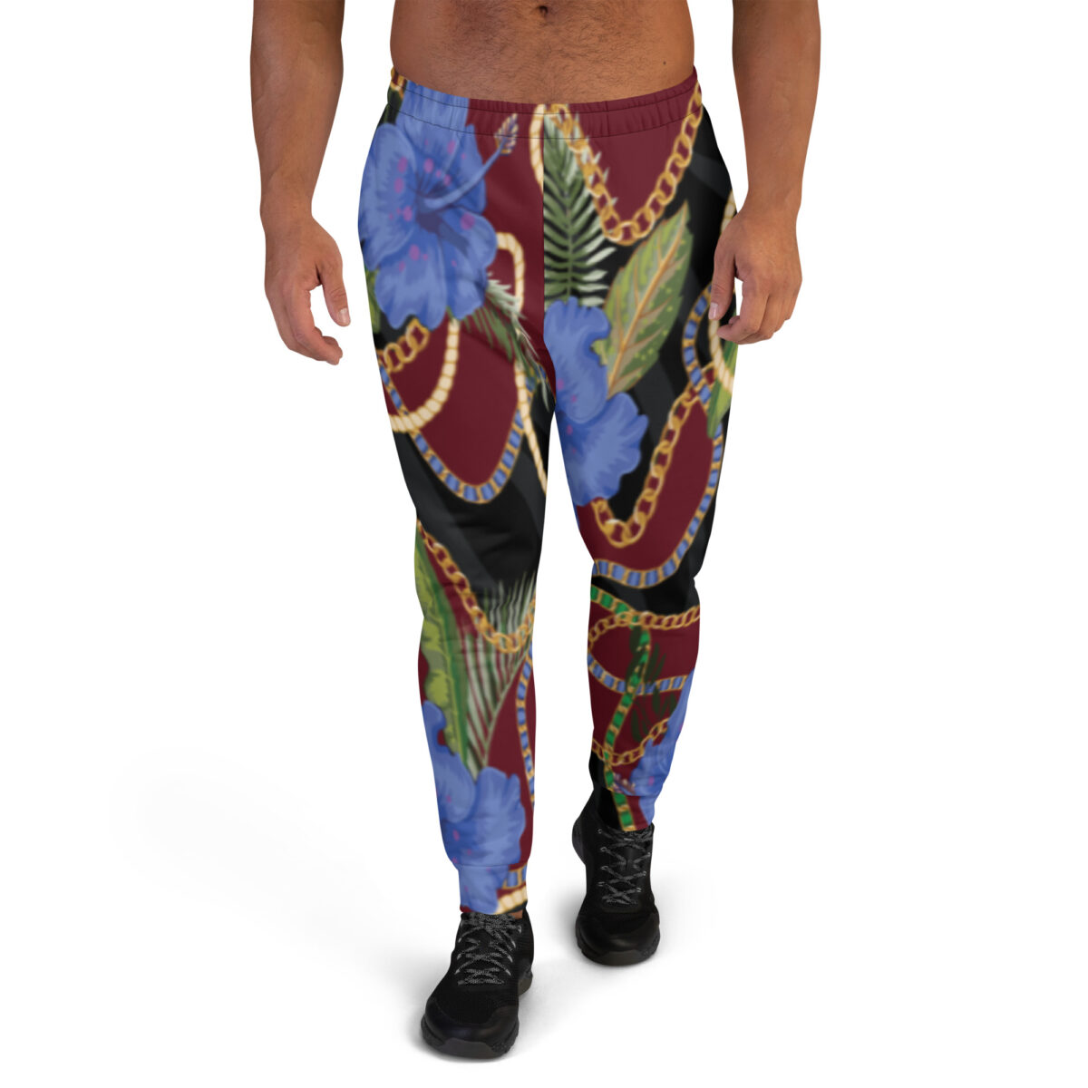 Men’s Joggers Sweatpants | Track Sweat Pants Jogging Athletic Workout Graphic Designer Pants | Red Floral