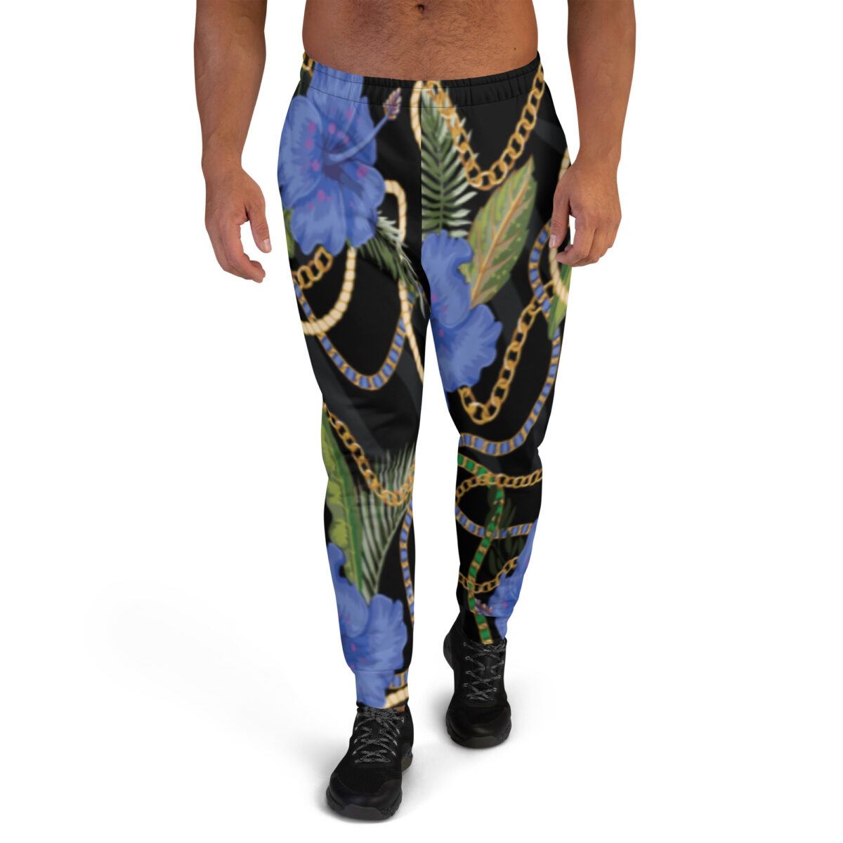 Men’s Joggers Sweatpants | Track Sweat Pants Jogging Athletic Workout Graphic Designer Pants | Black Floral