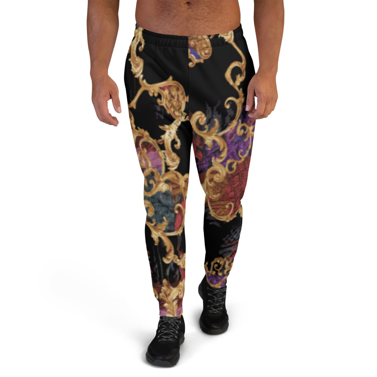 Men’s Joggers Sweatpants | Track Sweat Pants Jogging Athletic Workout Graphic Designer Pants | Black Baroque Gold