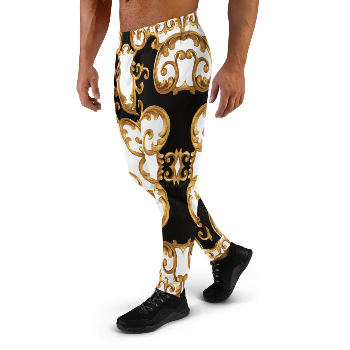 Men’s Joggers Sweatpants | Track Sweat Pants Jogging Athletic Workout Graphic Designer Pants | White Black Gold - Image 3