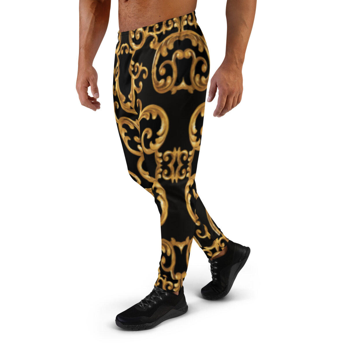 Men’s Joggers Sweatpants | Track Sweat Pants Jogging Athletic Workout Graphic Designer Pants | Black Gold - Image 3