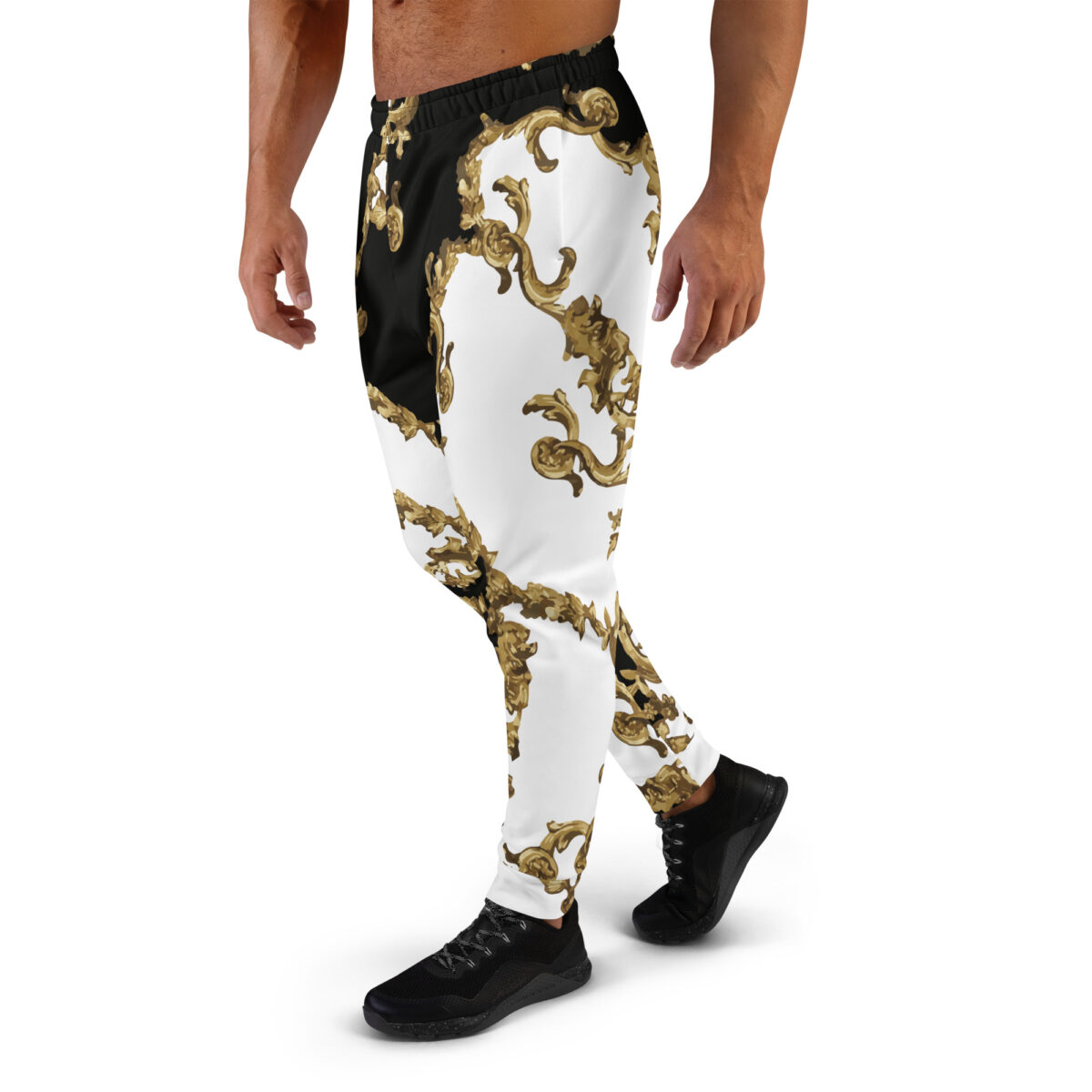 Men’s Joggers Sweatpants | Track Sweat Pants Jogging Athletic Workout Graphic Designer Pants | White Black Gold - Image 3