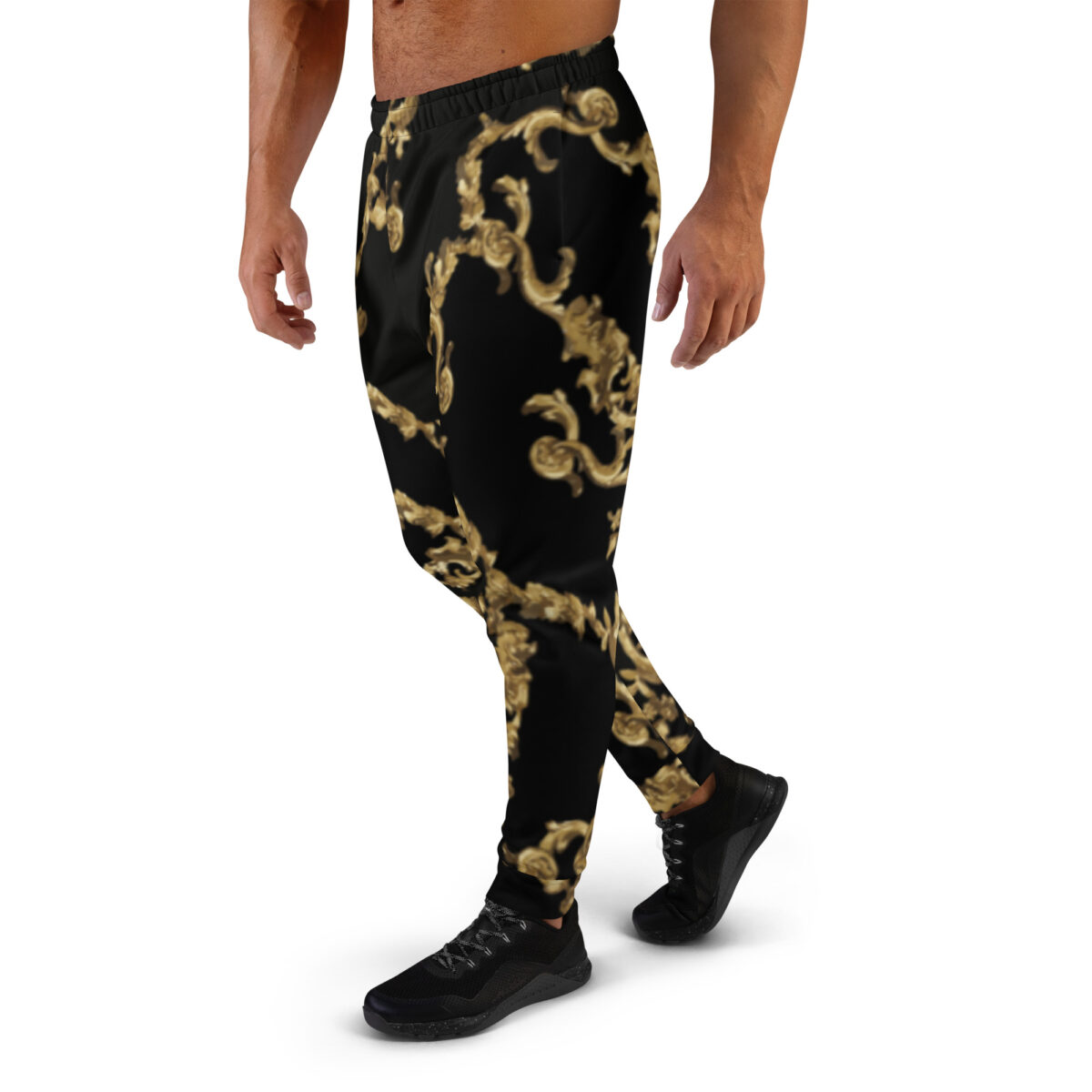 Men’s Joggers Sweatpants | Track Sweat Pants Jogging Athletic Workout Graphic Designer Pants | Black Gold - Image 3