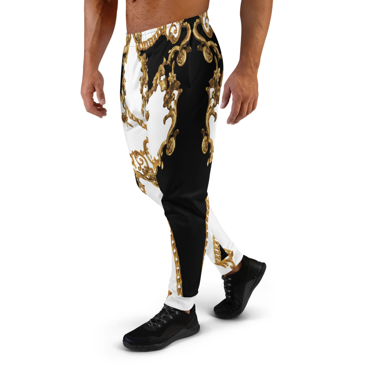 Men’s Joggers Sweatpants | Track Sweat Pants Jogging Athletic Workout Graphic Designer Pants | White Black Gold - Image 3