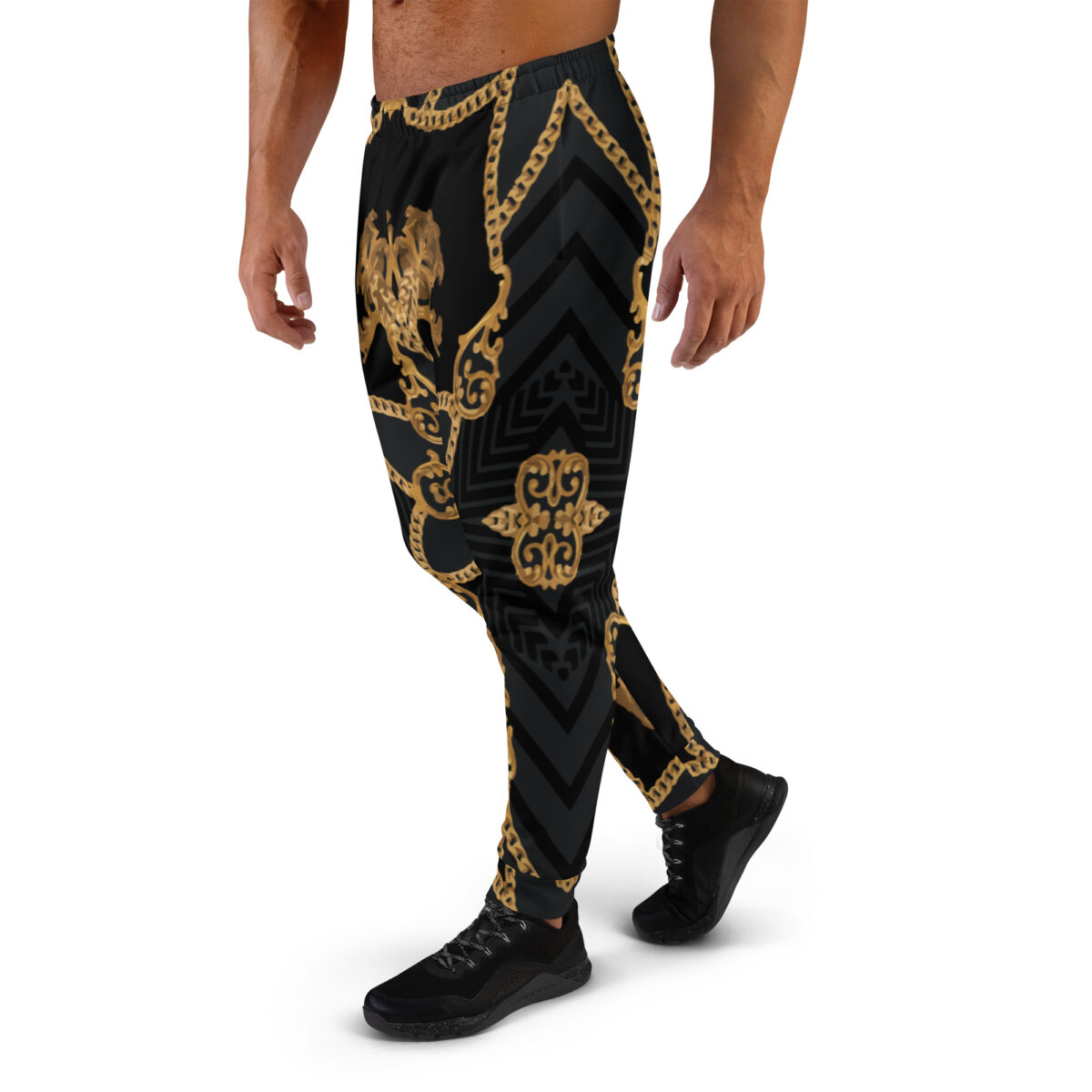 Men’s Joggers Sweatpants | Track Sweat Pants Jogging Athletic Workout Graphic Designer Pants | Black Gold - Image 3