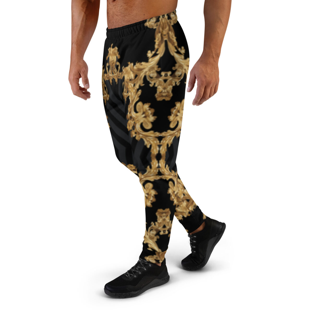 Men’s Joggers Sweatpants | Track Sweat Pants Jogging Athletic Workout Graphic Designer Pants | Black Gold - Image 3