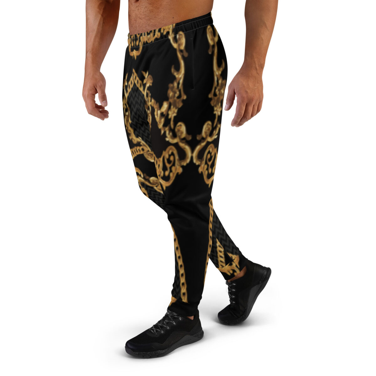 Men’s Joggers Sweatpants | Track Sweat Pants Jogging Athletic Workout Graphic Designer Pants | Black Gold - Image 3