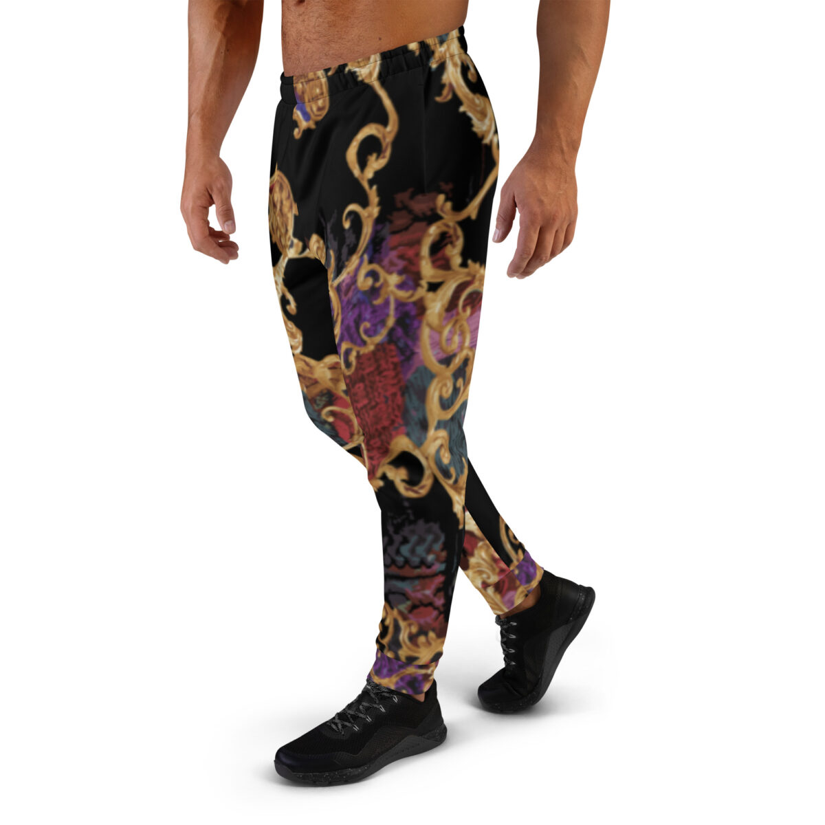 Men’s Joggers Sweatpants | Track Sweat Pants Jogging Athletic Workout Graphic Designer Pants | Black Baroque Gold - Image 3