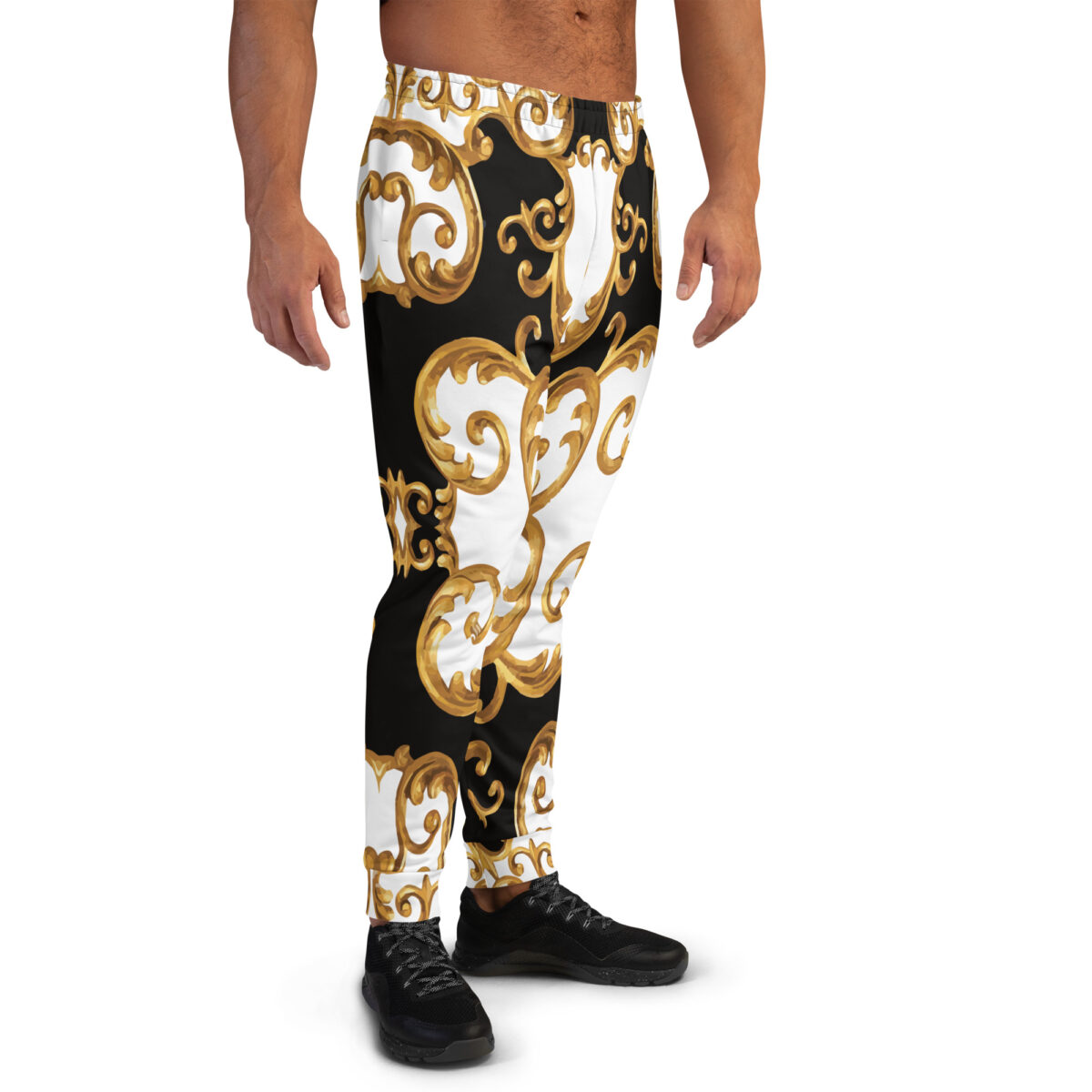 Men’s Joggers Sweatpants | Track Sweat Pants Jogging Athletic Workout Graphic Designer Pants | White Black Gold - Image 2