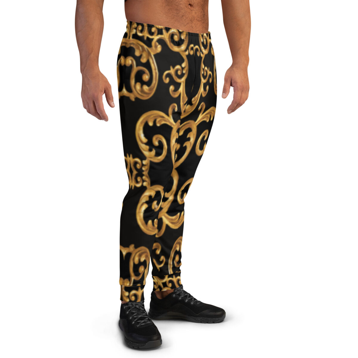 Men’s Joggers Sweatpants | Track Sweat Pants Jogging Athletic Workout Graphic Designer Pants | Black Gold - Image 2