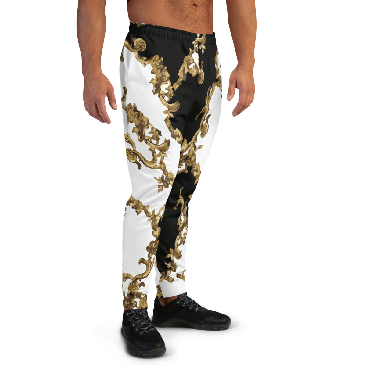 Men’s Joggers Sweatpants | Track Sweat Pants Jogging Athletic Workout Graphic Designer Pants | White Black Gold - Image 2