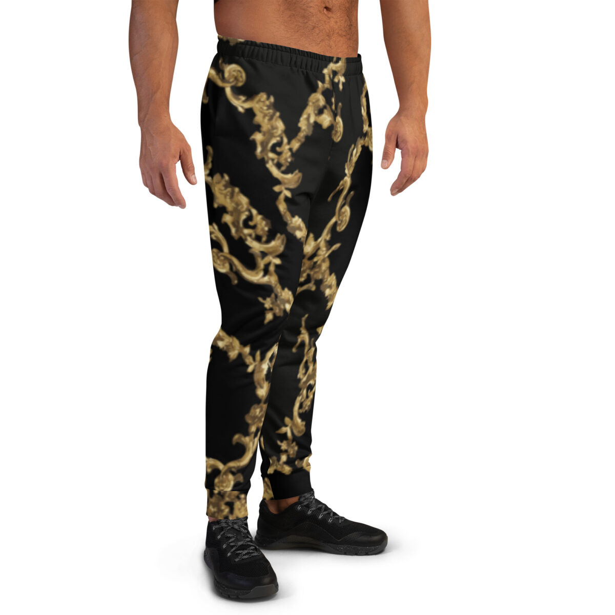 Men’s Joggers Sweatpants | Track Sweat Pants Jogging Athletic Workout Graphic Designer Pants | Black Gold - Image 2