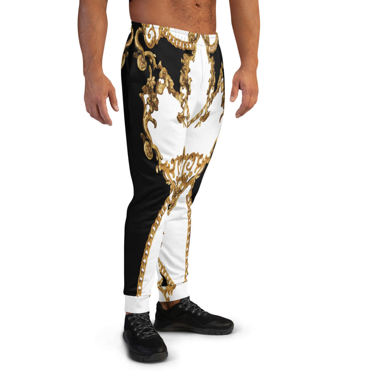 Men’s Joggers Sweatpants | Track Sweat Pants Jogging Athletic Workout Graphic Designer Pants | White Black Gold - Image 2