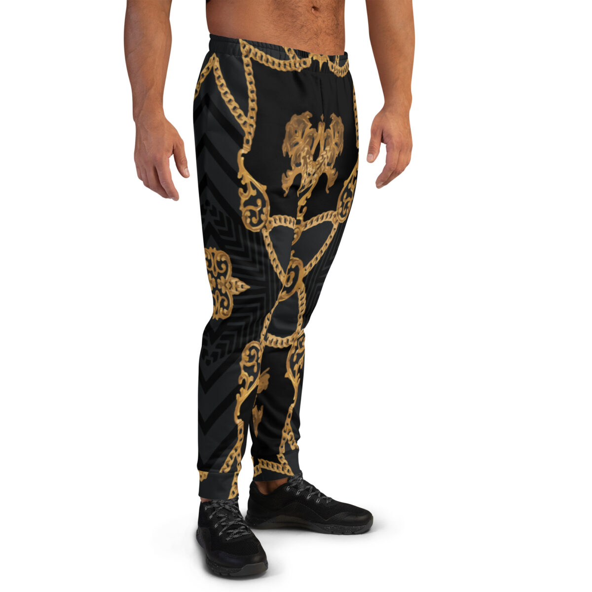 Men’s Joggers Sweatpants | Track Sweat Pants Jogging Athletic Workout Graphic Designer Pants | Black Gold - Image 2