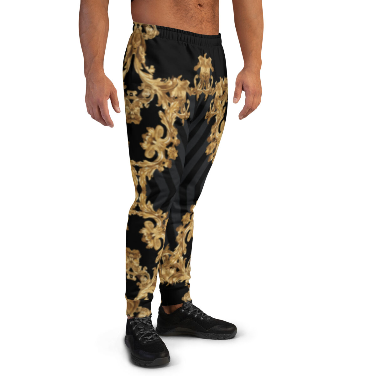 Men’s Joggers Sweatpants | Track Sweat Pants Jogging Athletic Workout Graphic Designer Pants | Black Gold - Image 2