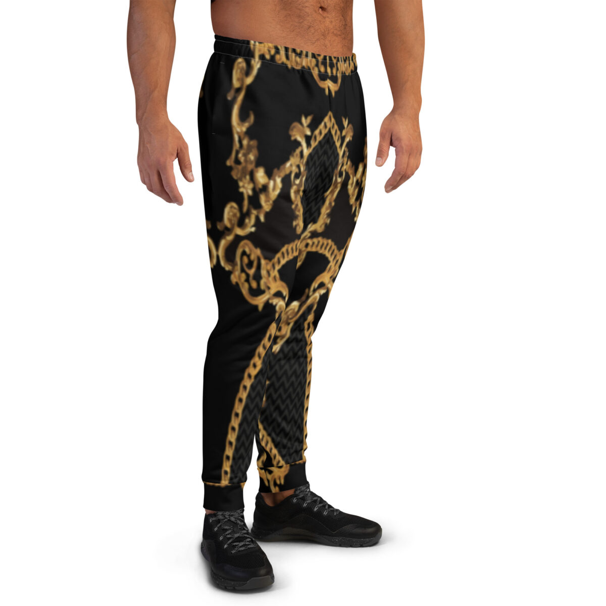 Men’s Joggers Sweatpants | Track Sweat Pants Jogging Athletic Workout Graphic Designer Pants | Black Gold - Image 2