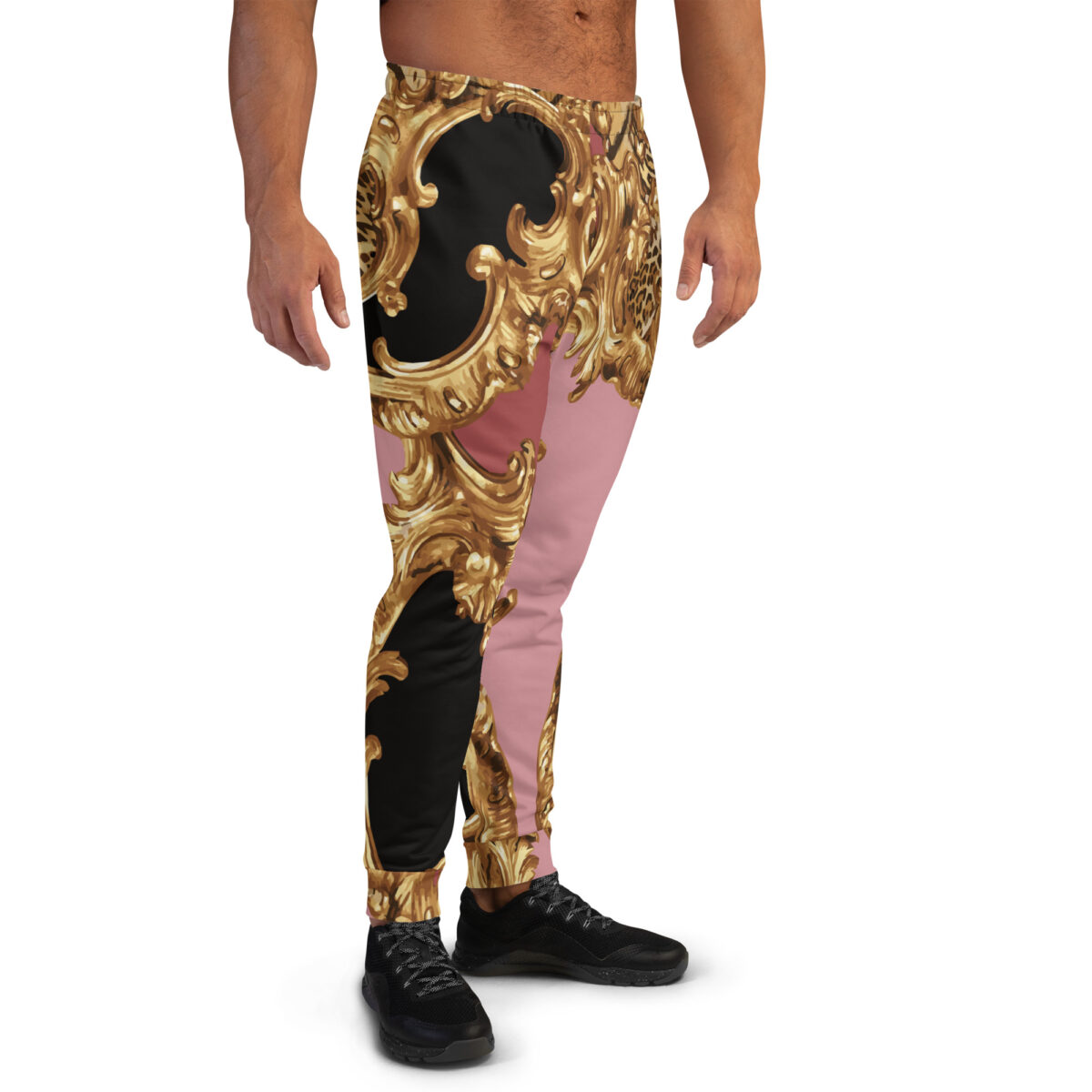 Men’s Joggers Sweatpants | Track Sweat Pants Jogging Athletic Workout Graphic Designer Pants | Pink Baroque Gold - Image 2