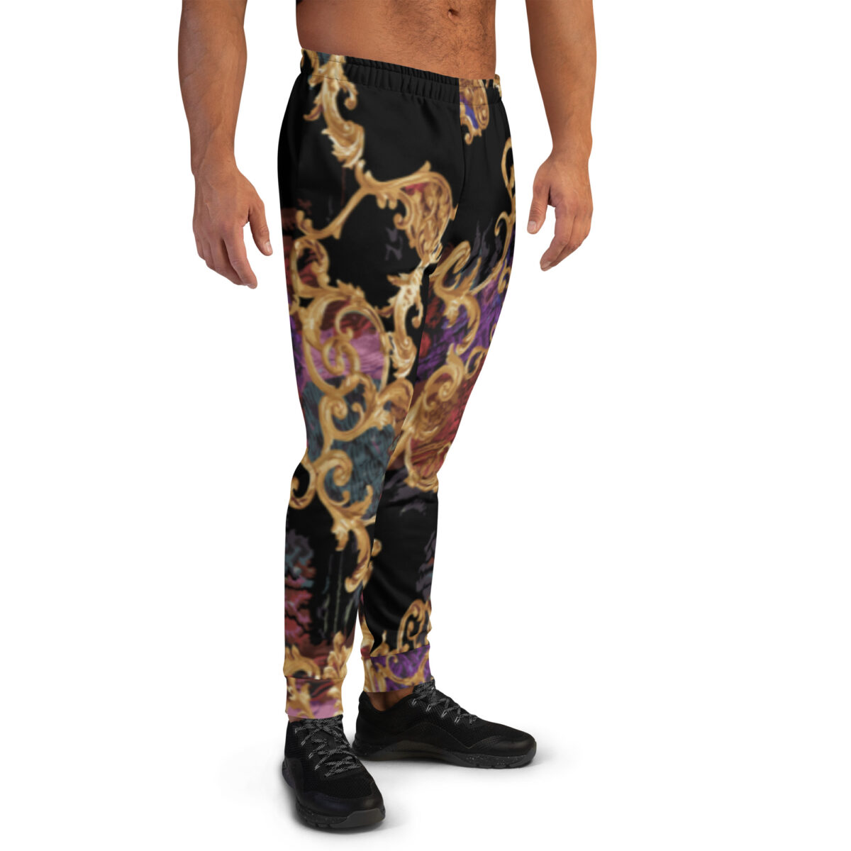 Men’s Joggers Sweatpants | Track Sweat Pants Jogging Athletic Workout Graphic Designer Pants | Black Baroque Gold - Image 2