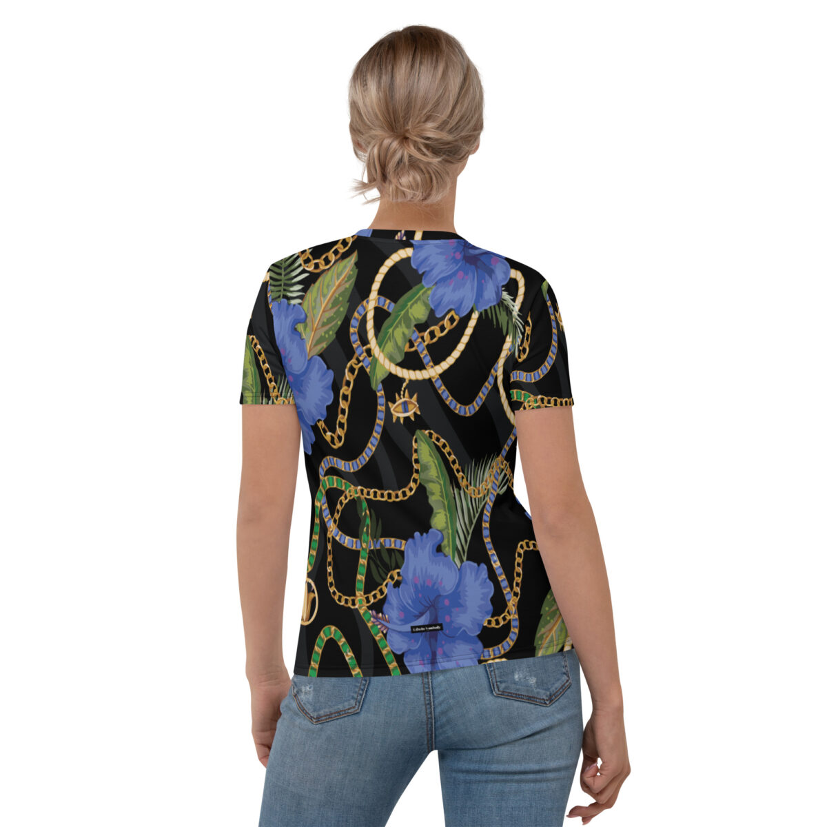 Women’s Designer T-Shirt | Best Short Sleeve Cute Graphic Tees For Women | Black Floral - Image 2