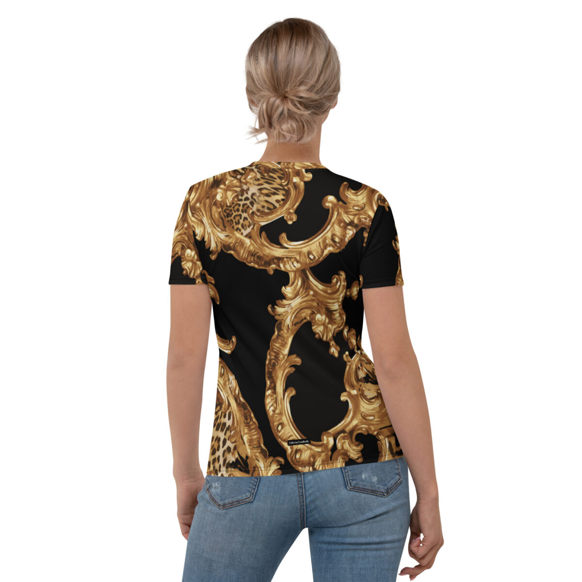 Women’s Designer T-Shirt | Best Short Sleeve Cute Graphic Tees For Women | Black Gold - Image 2