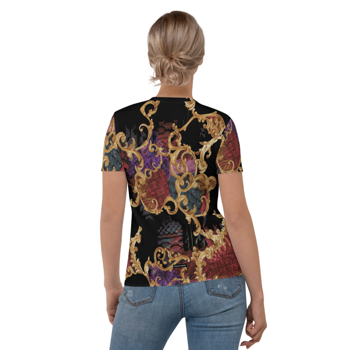 Women’s Designer T-Shirt | Best Short Sleeve Cute Graphic Tees For Women | Black Gold - Image 2