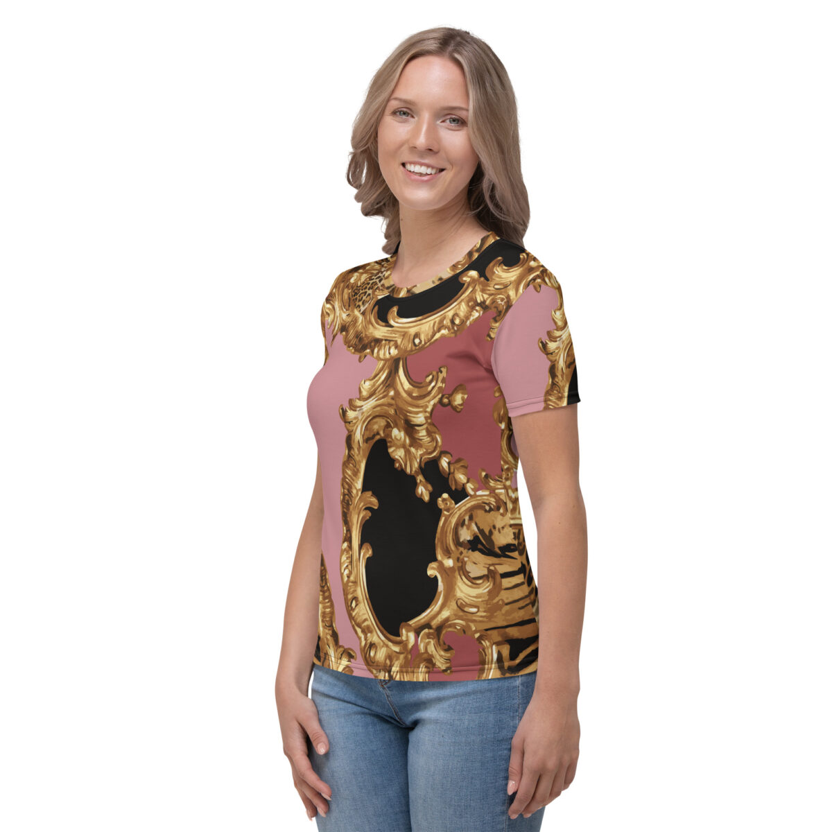 Women’s Designer T-Shirt | Best Short Sleeve Cute Graphic Tees For Women | Pink Gold - Image 3