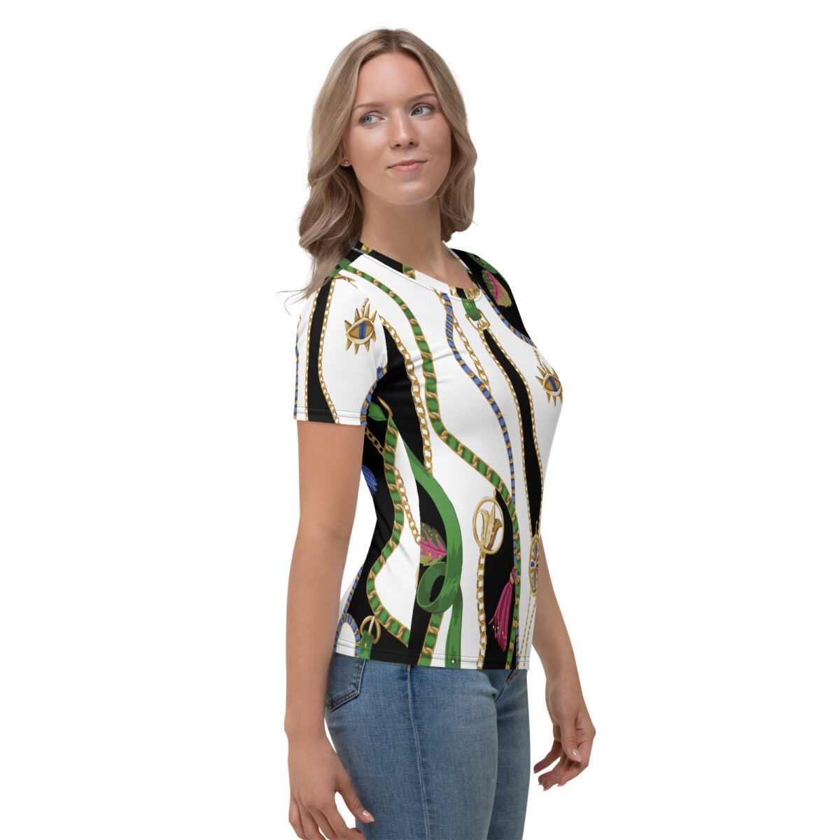 Women’s Designer T-Shirt | Best Short Sleeve Cute Graphic Tees For Women | Black White Floral - Image 4