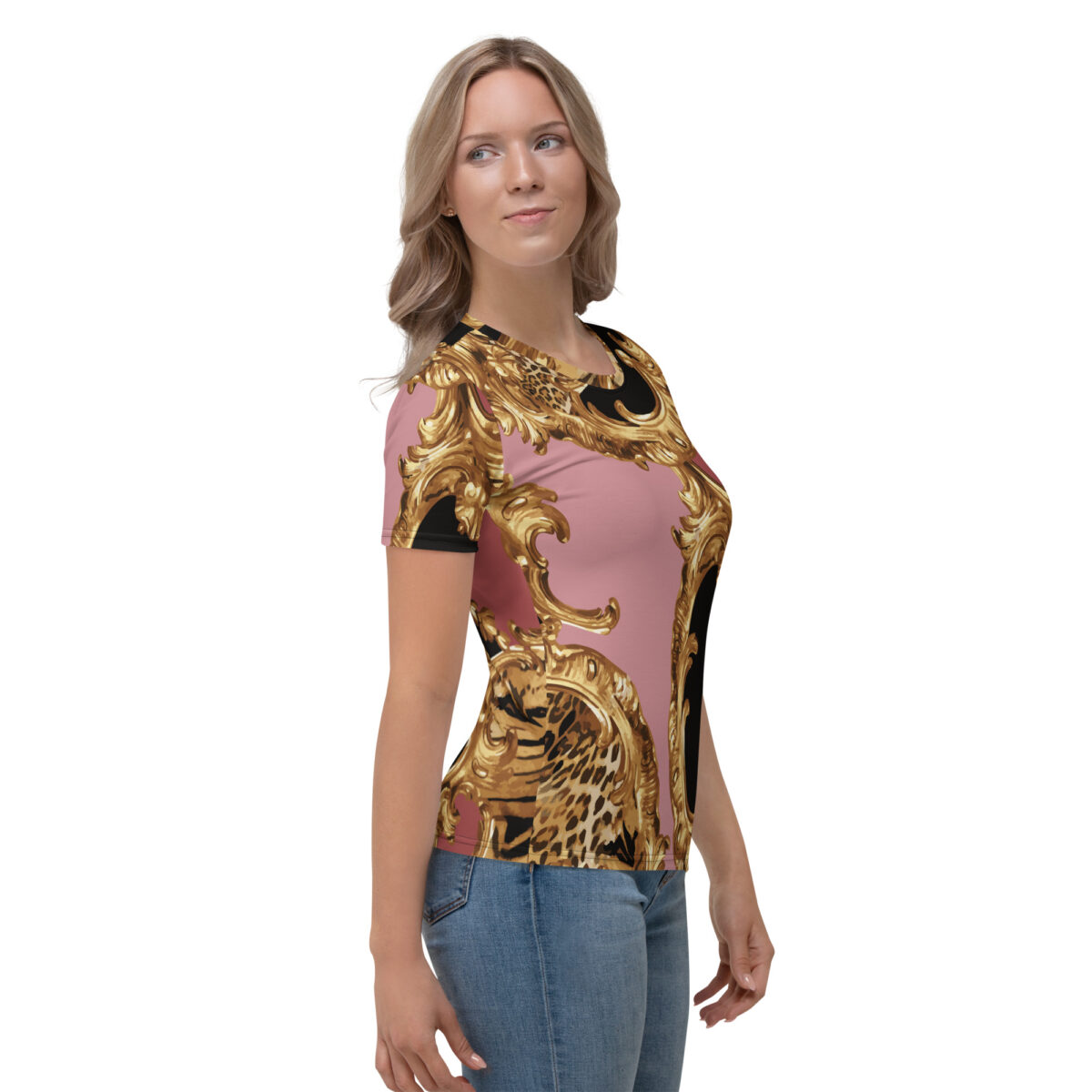 Women’s Designer T-Shirt | Best Short Sleeve Cute Graphic Tees For Women | Pink Gold - Image 4