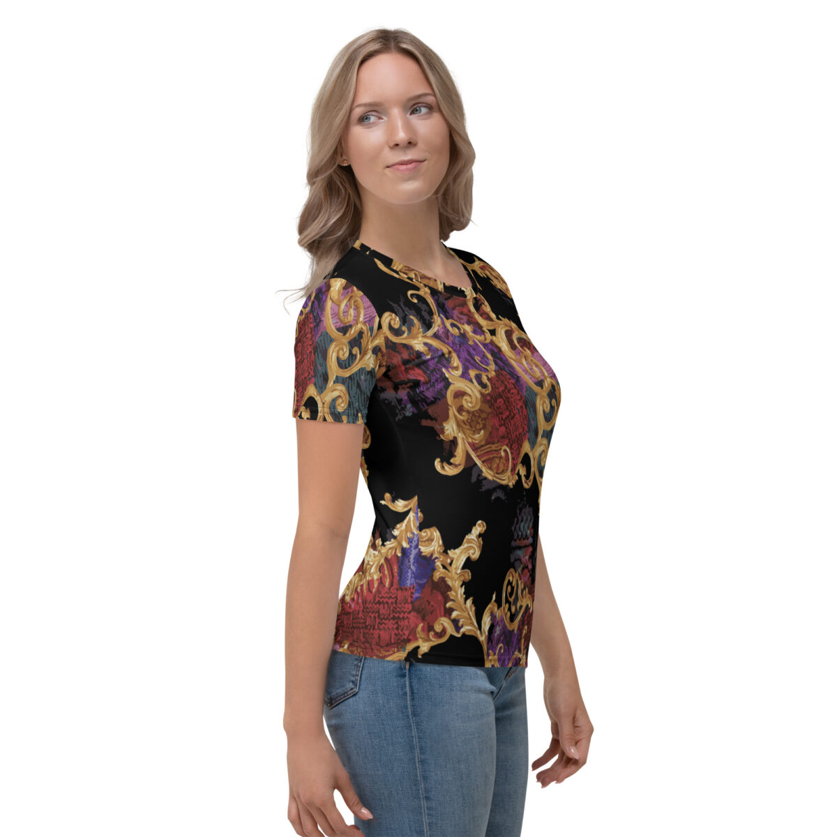 Women’s Designer T-Shirt | Best Short Sleeve Cute Graphic Tees For Women | Black Gold - Image 4