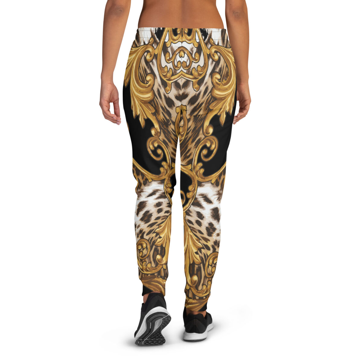 Women’s Joggers | Best Sweatpants For Women | Black Gold Leopard Print - Image 3
