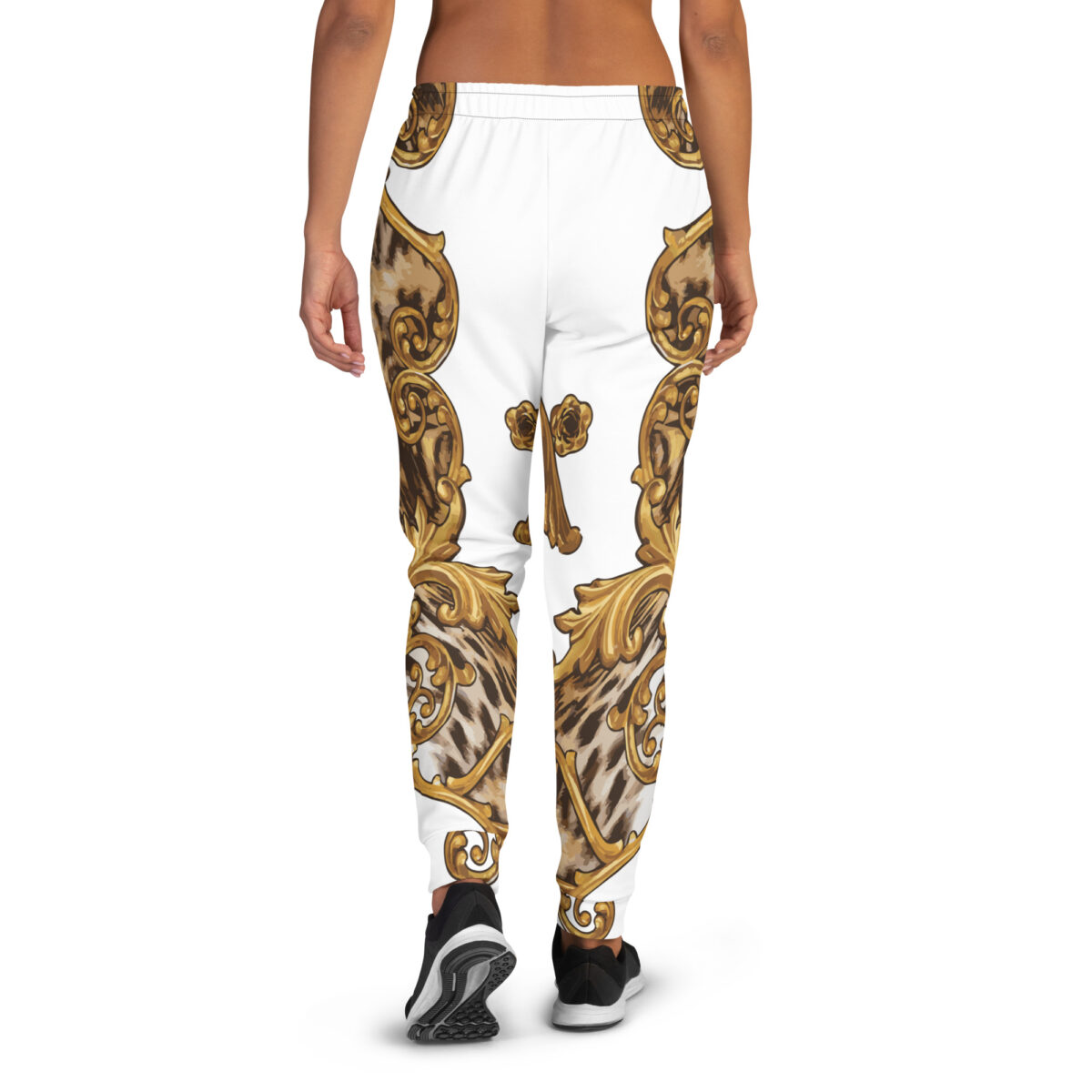 Women’s Joggers | Best Sweatpants For Women | White Gold Leopard Print - Image 3