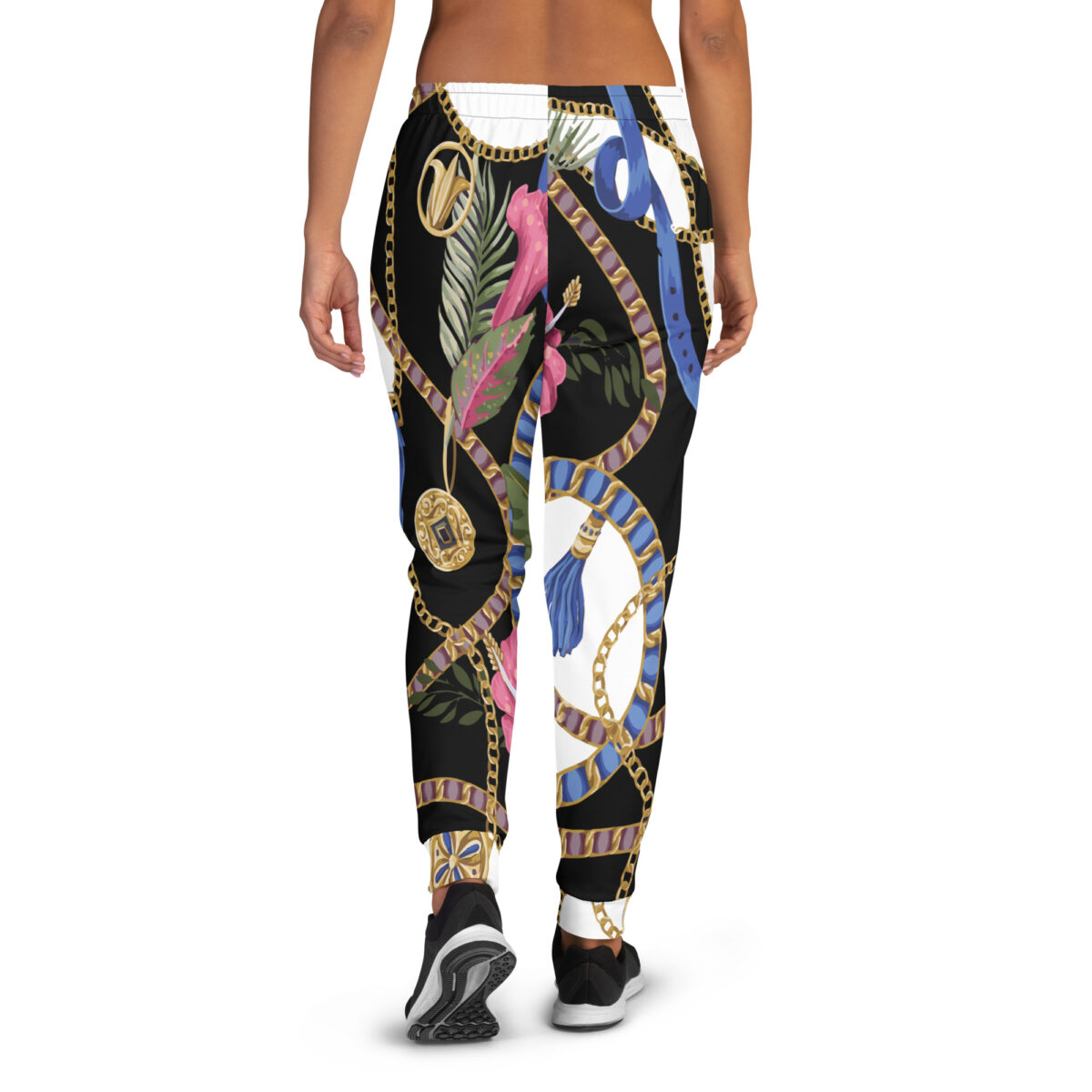 Women’s Joggers | Best Sweatpants For Women | Black White Floral - Image 3