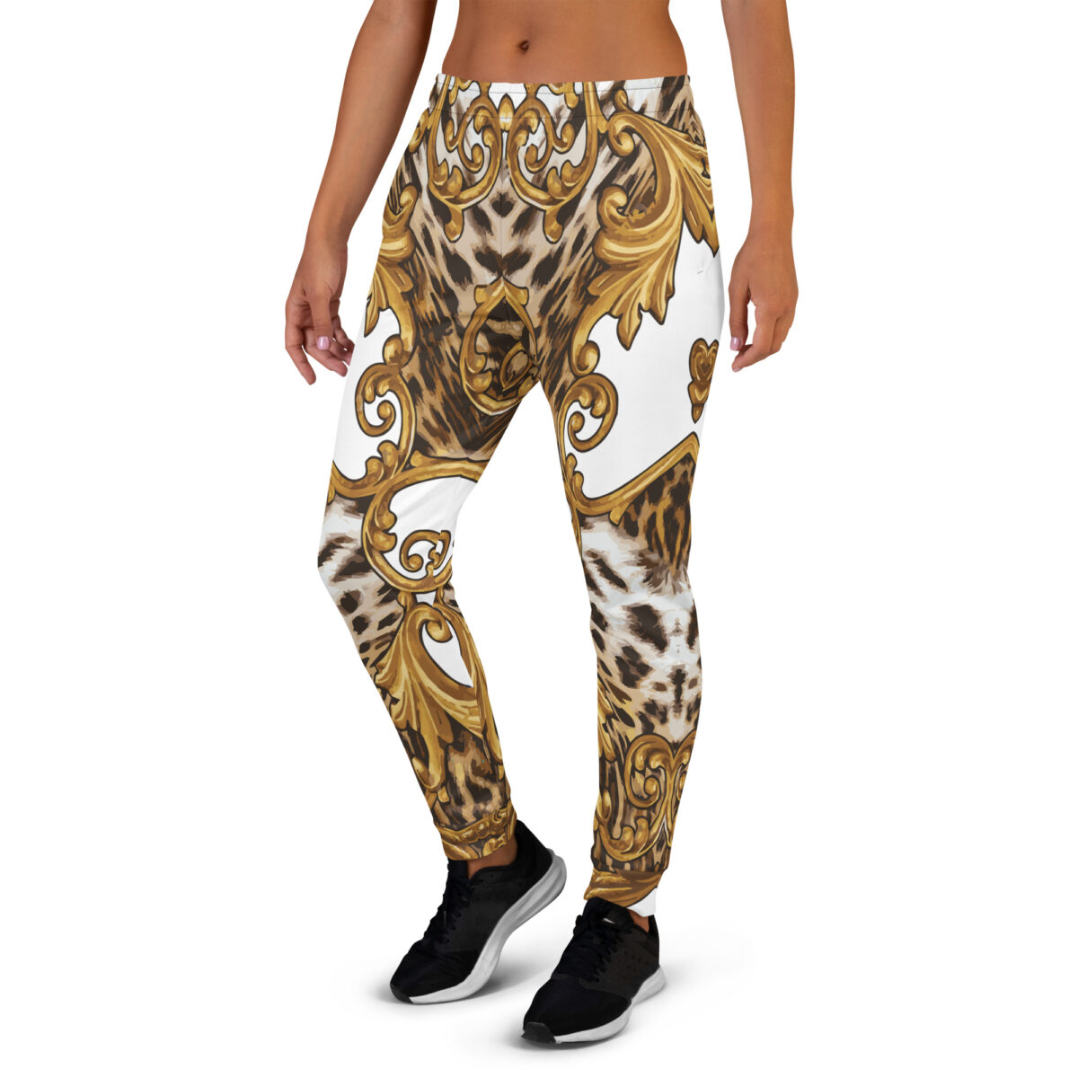 Women’s Joggers | Best Sweatpants For Women | White Gold Leopard Print - Image 4