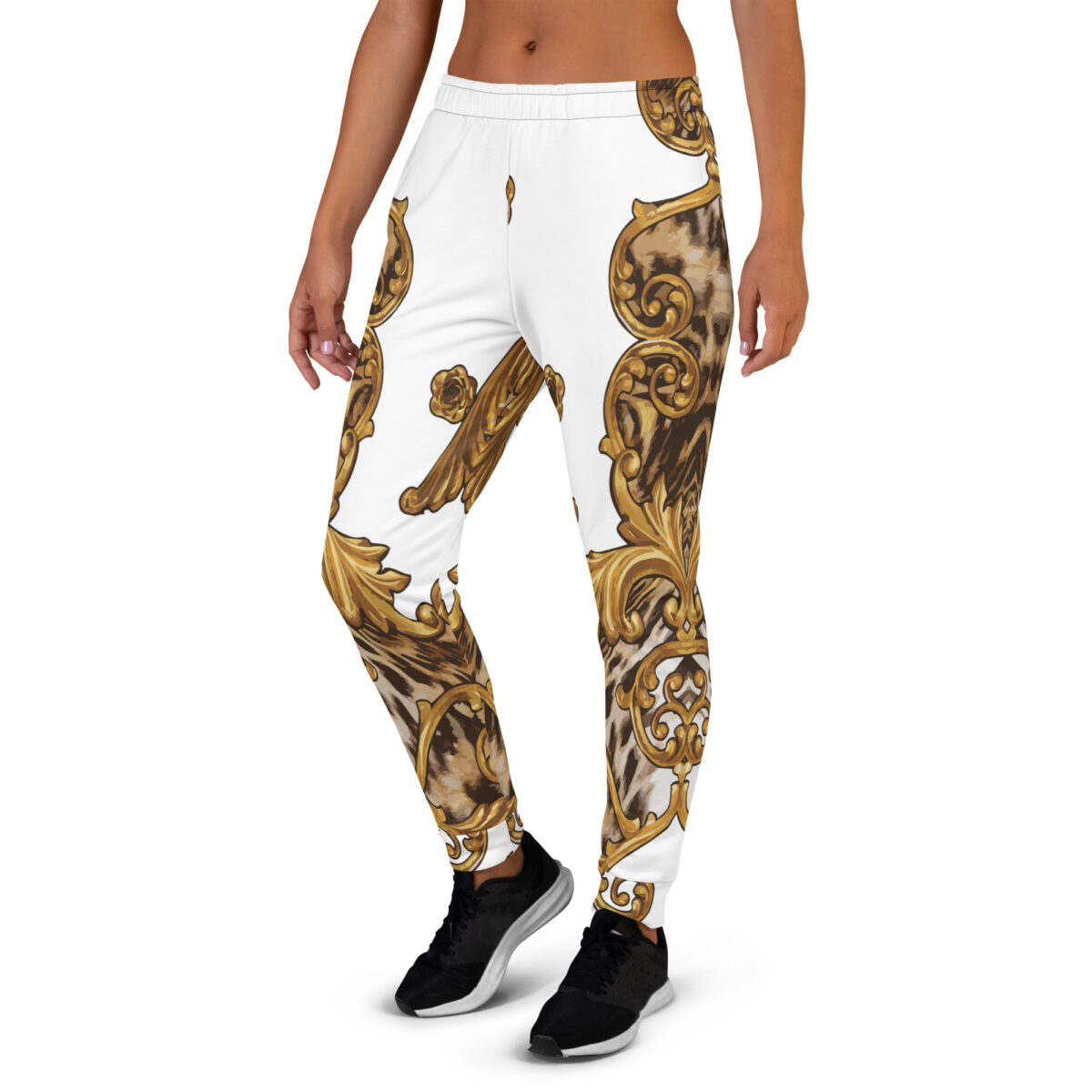 Women’s Joggers | Best Sweatpants For Women | White Gold Leopard Print - Image 4