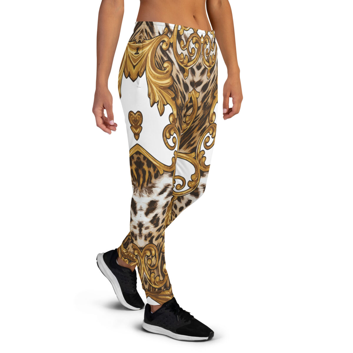Women’s Joggers | Best Sweatpants For Women | White Gold Leopard Print - Image 2