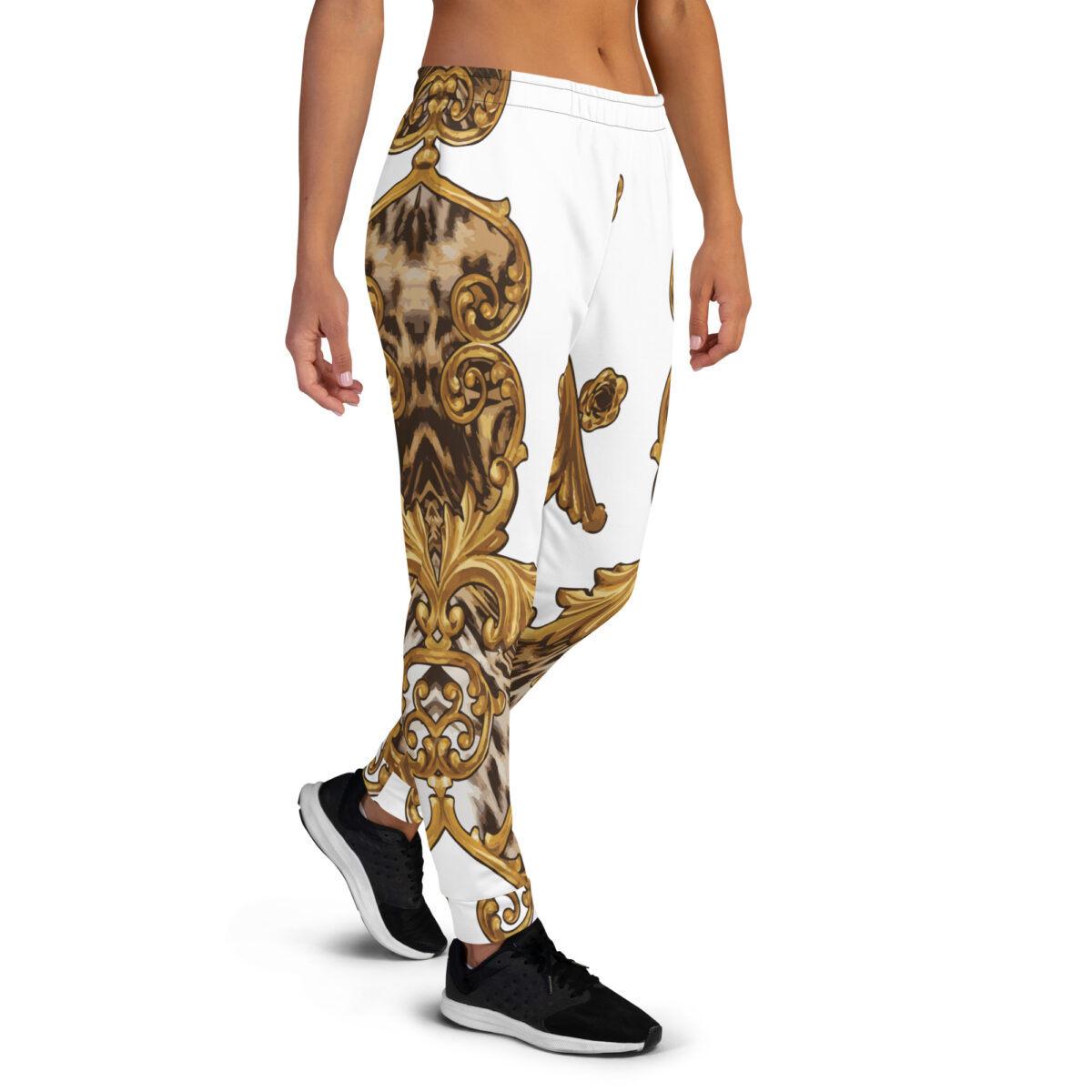 Women’s Joggers | Best Sweatpants For Women | White Gold Leopard Print - Image 2