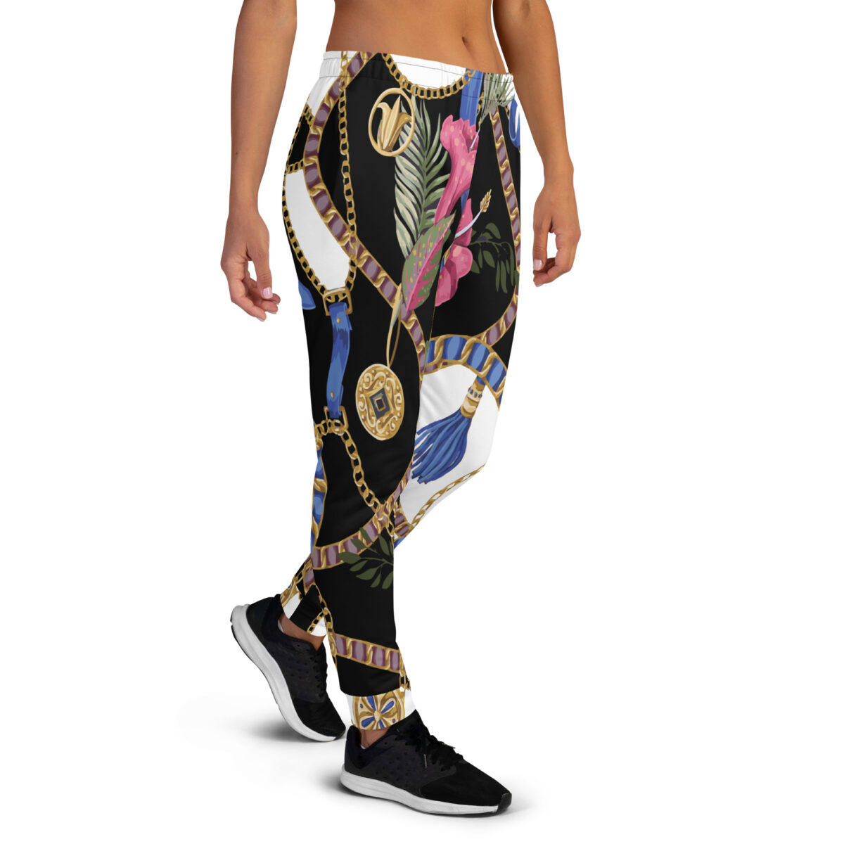 Women’s Joggers | Best Sweatpants For Women | Black White Floral - Image 2