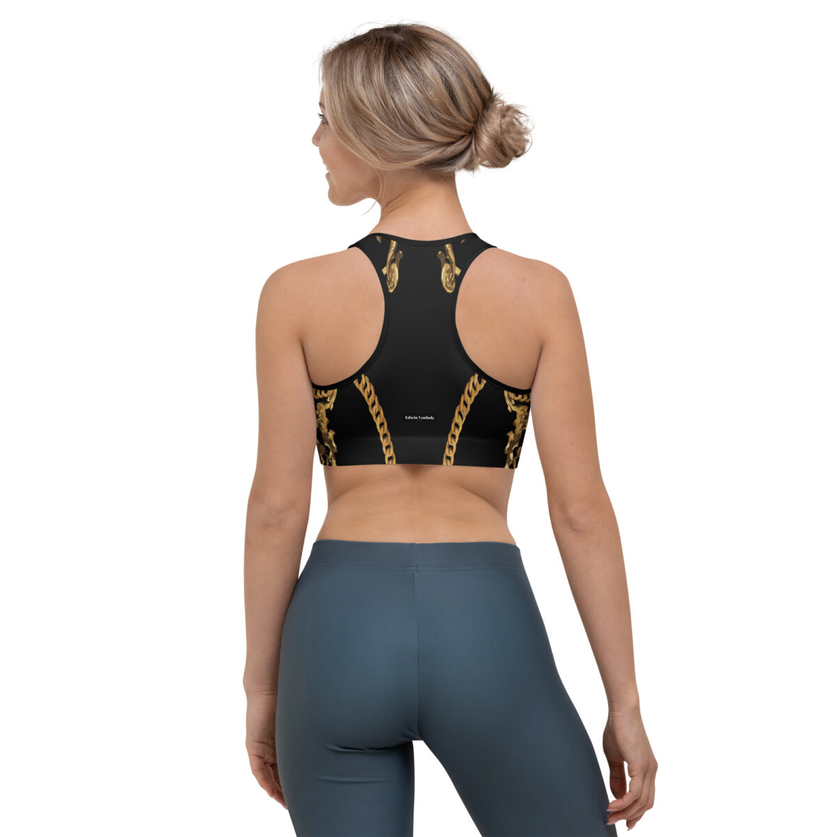 Sports Bra For Women | Best Running Workout Yoga Bra | Black Gold - Image 4