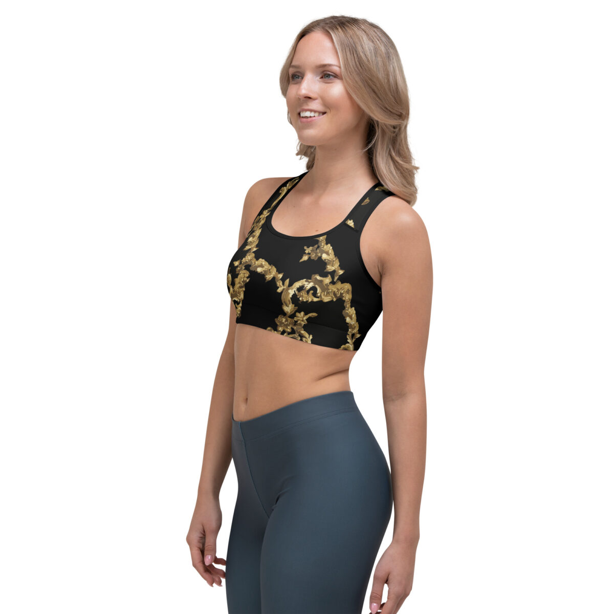 Sports Bra For Women | Best Running Workout Yoga Bra | Black Gold - Image 2