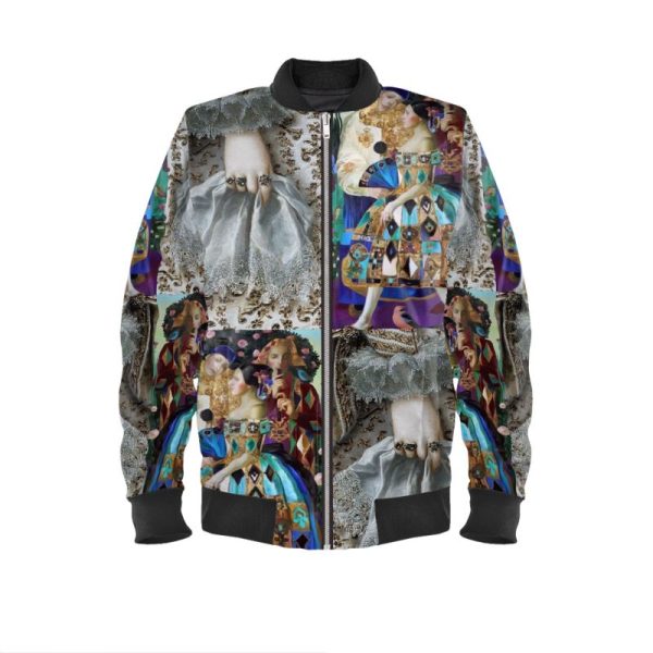 Satin Bomber Jacket | Silver Blue Purple