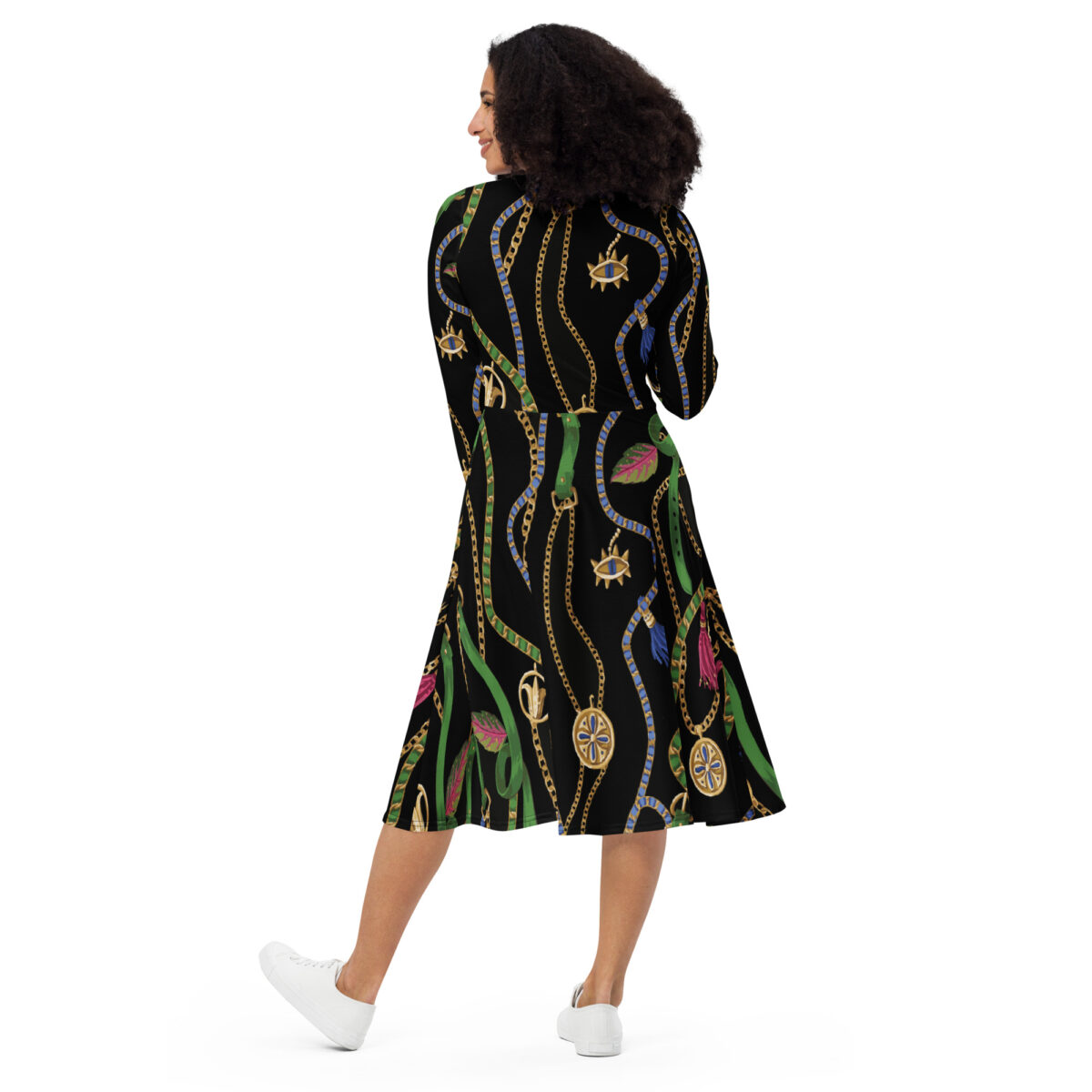 Black Green Midi Dress - Image 3