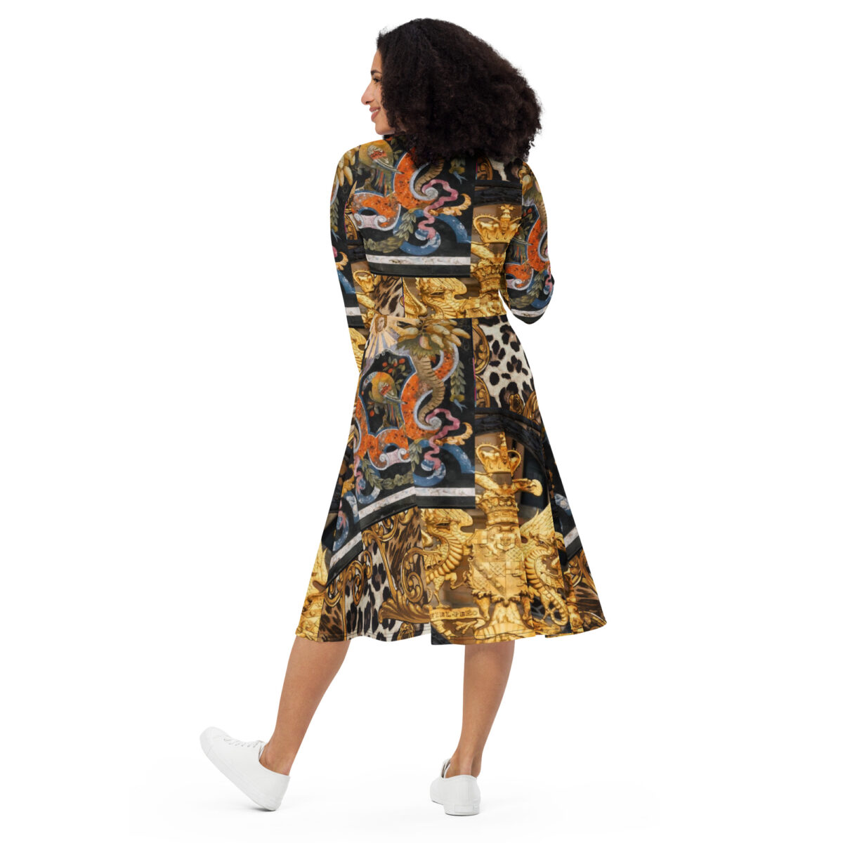 Gold Black Midi Dress For Women - Image 4